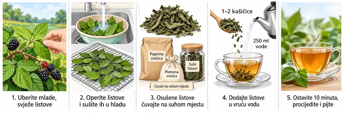 Kako pripremiti čaj od lista kupine